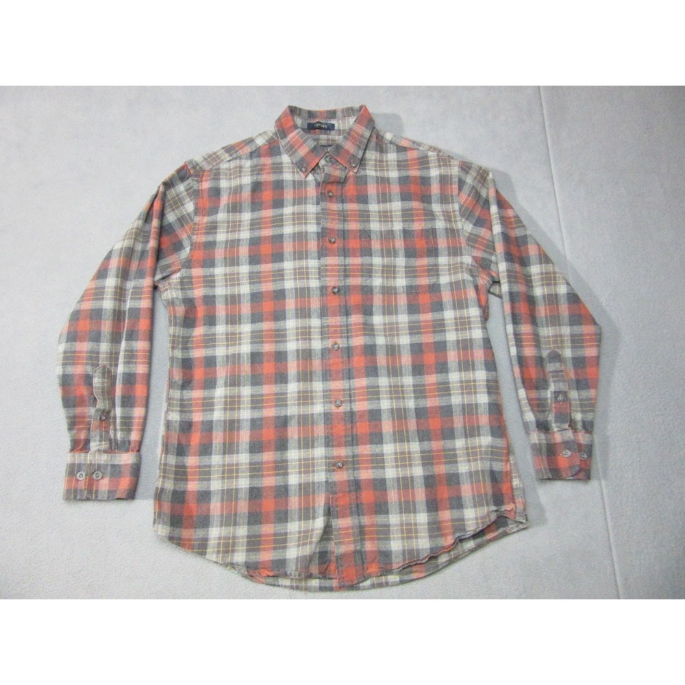 Pendleton Shirt Mens Medium Red Gray Plaid Landry Wool Blend Button Down